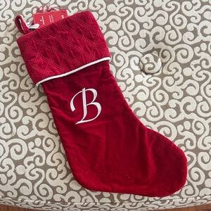 Red Quilted Holiday Stocking with Monogram “B”